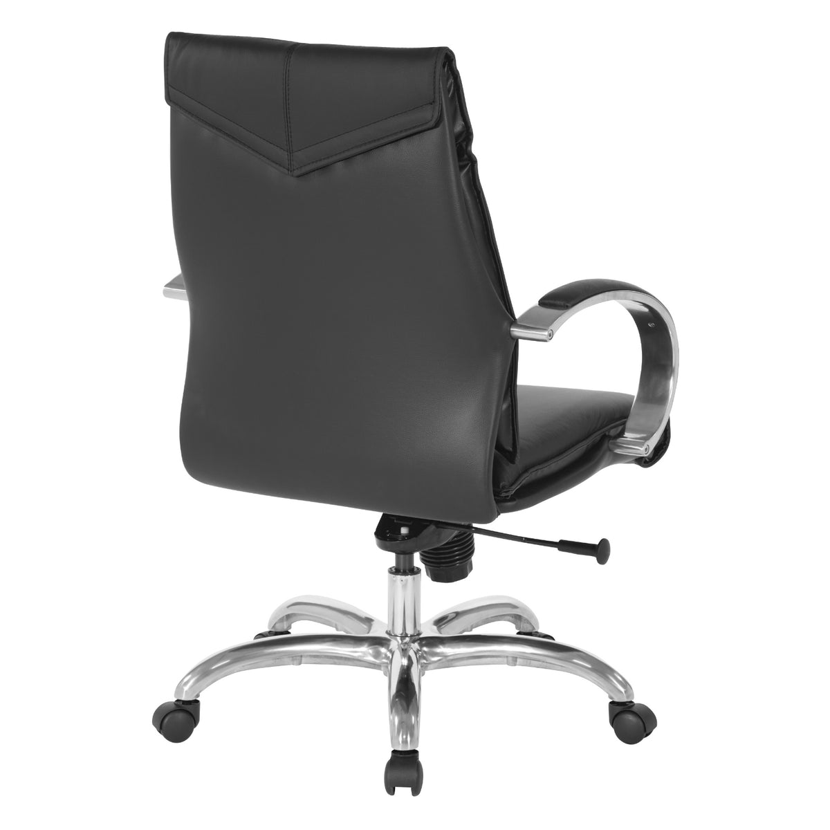 Deluxe Executive Leather Mid-Back Chair with Polished Aluminum Base and Padded Arms