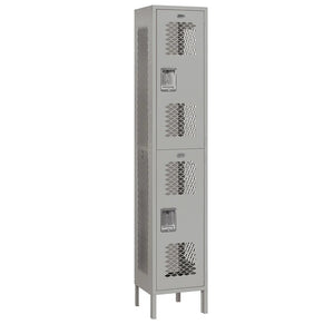 15" Wide Double Tier Vented Metal Locker, 1 Wide, 6 Feet High, Assembled