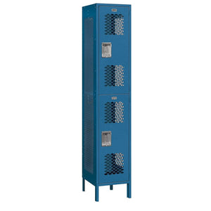 15" Wide Double Tier Vented Metal Locker, 1 Wide, 6 Feet High, Assembled