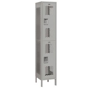 15" Wide Double Tier Vented Metal Locker, 1 Wide, 6 Feet High, Assembled