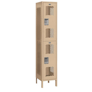 15" Wide Double Tier Vented Metal Locker, 1 Wide, 6 Feet High, Assembled