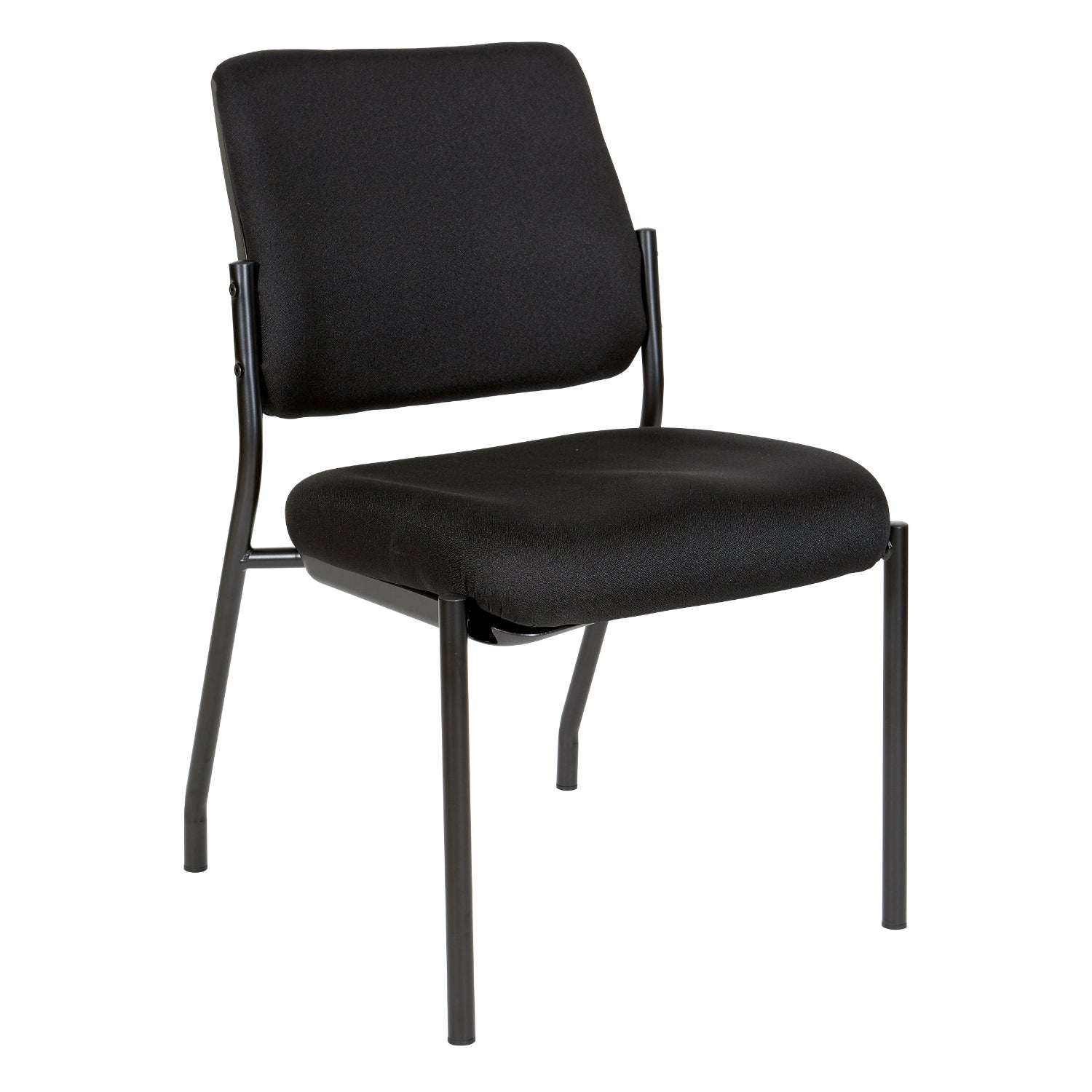 Padded Seat and Back Armless  Visitor’s Chair with Icon Black Fabric and Black EPD Finish Frame