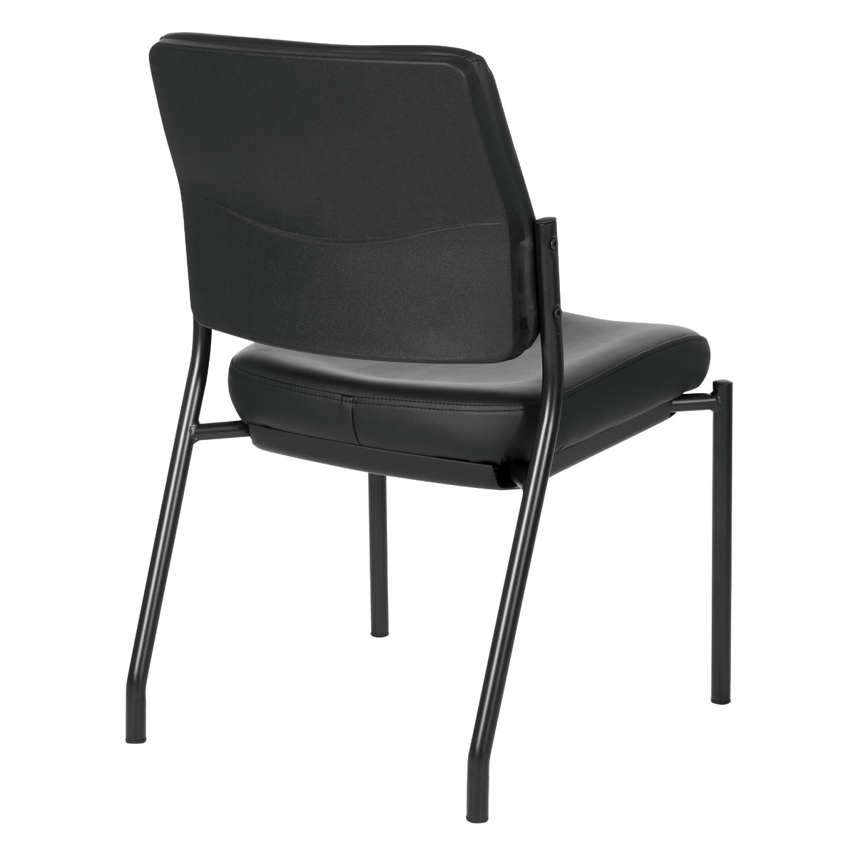 Padded Seat and Back Armless Visitor’s Chair with Dillon Black Fabric and Black EPD Finish Frame