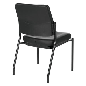 Padded Seat and Back Armless Visitor’s Chair with Dillon Black Fabric and Black EPD Finish Frame