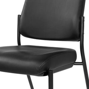 Padded Seat and Back Armless Visitor’s Chair with Dillon Black Fabric and Black EPD Finish Frame