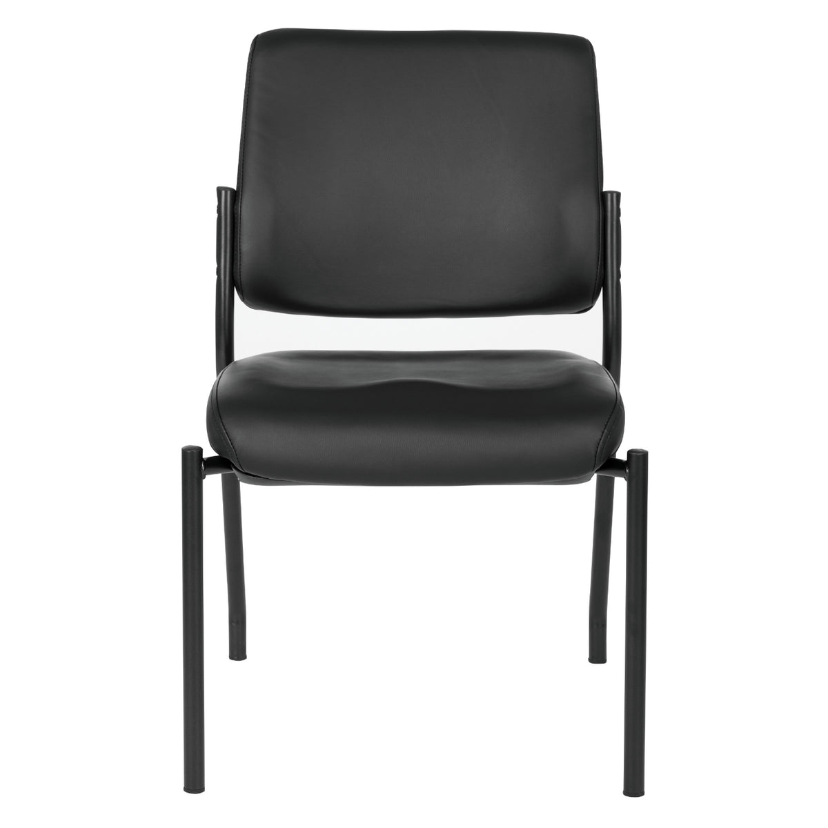 Padded Seat and Back Armless Visitor’s Chair with Dillon Black Fabric and Black EPD Finish Frame