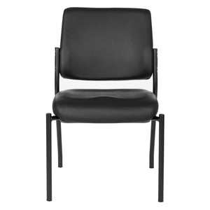 Padded Seat and Back Armless Visitor’s Chair with Dillon Black Fabric and Black EPD Finish Frame
