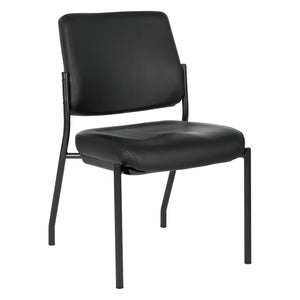 Padded Seat and Back Armless Visitor’s Chair with Dillon Black Fabric and Black EPD Finish Frame