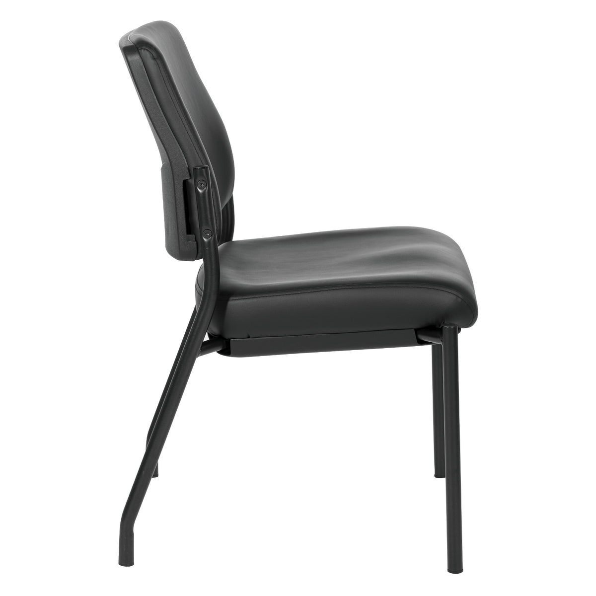 Padded Seat and Back Armless Visitor’s Chair with Dillon Black Fabric and Black EPD Finish Frame