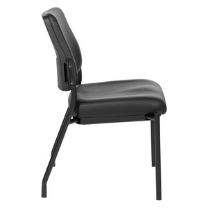 Padded Seat and Back Armless Visitor’s Chair with Dillon Black Fabric and Black EPD Finish Frame