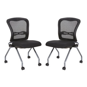 Deluxe ProGrid® Mesh Back Folding/Nesting Armless Chair with Casters, 2-Pack