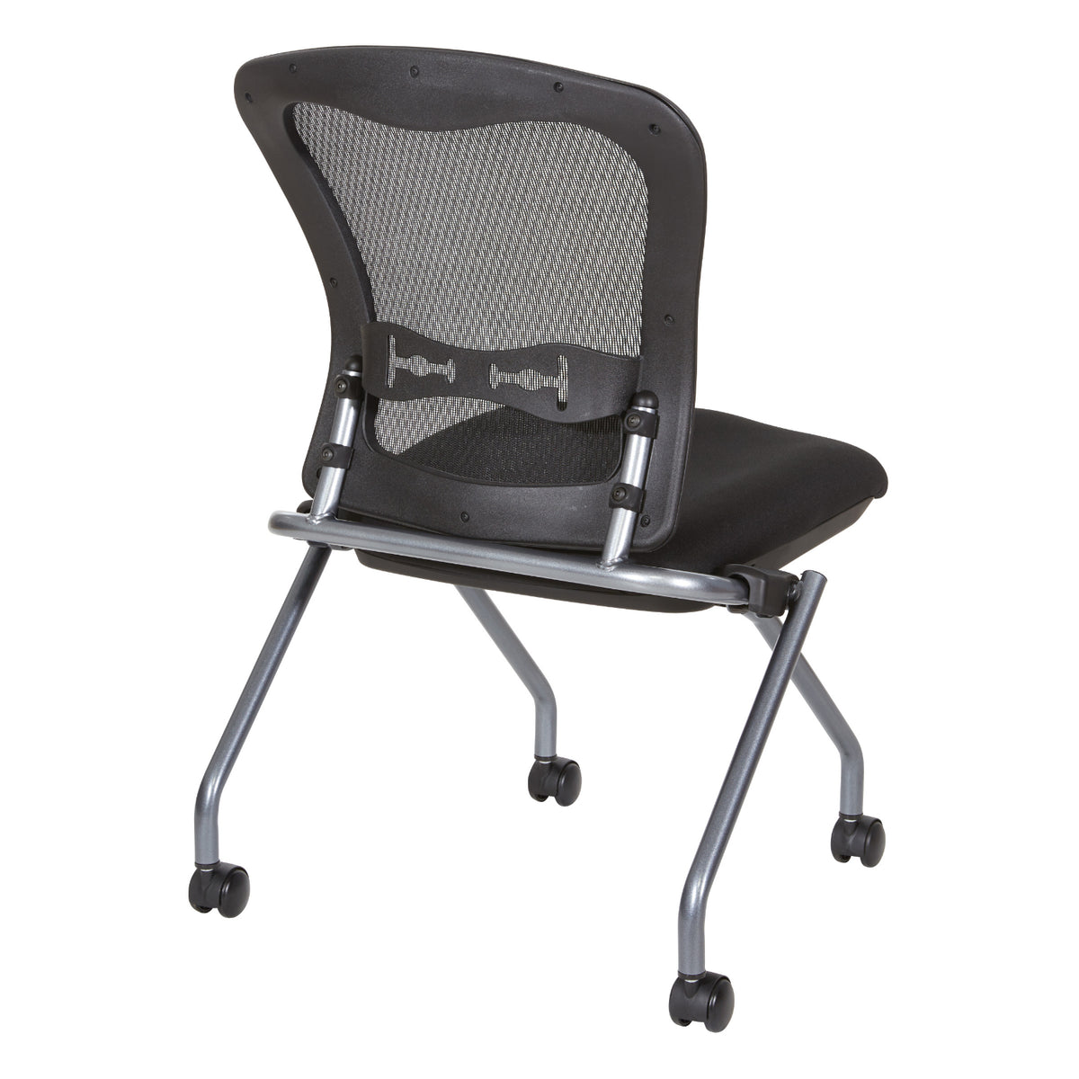 Deluxe ProGrid® Mesh Back Folding/Nesting Armless Chair with Casters, 2-Pack