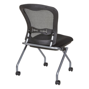 Deluxe ProGrid® Mesh Back Folding/Nesting Armless Chair with Casters, 2-Pack