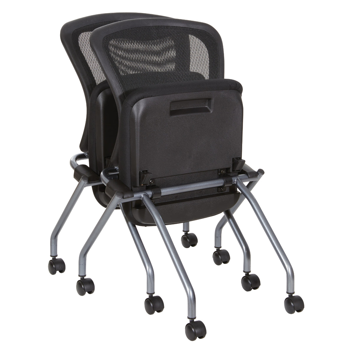 Deluxe ProGrid® Mesh Back Folding/Nesting Armless Chair with Casters, 2-Pack