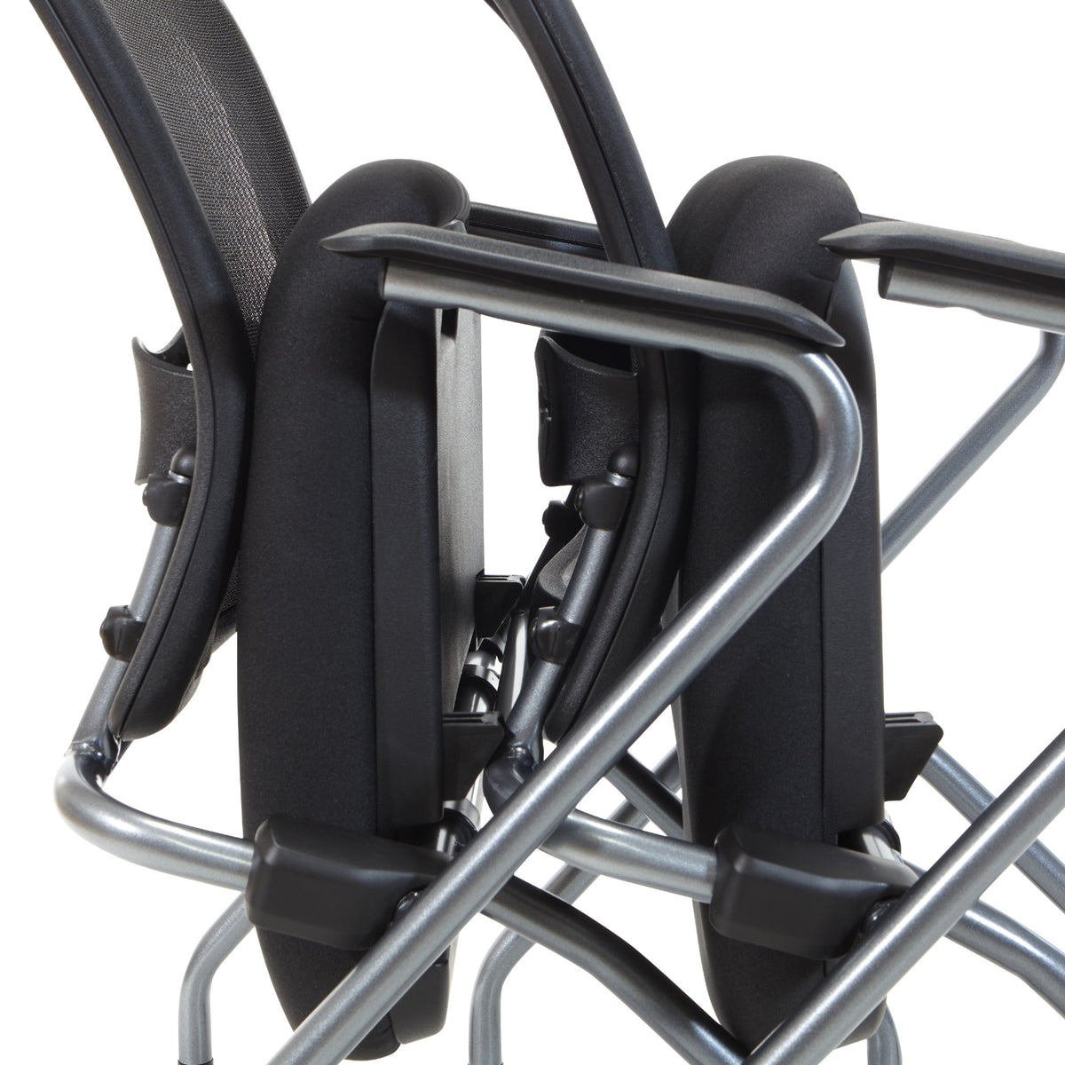 Deluxe ProGrid® Mesh Back Folding/Nesting Arm Chair with Casters, Coal FreeFlex® Fabric Seat, 2-Pack