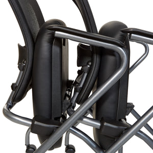 Deluxe ProGrid® Mesh Back Folding/Nesting Arm Chair with Casters, Silver Ion Technology Dillon Black Padded Seat, 2-Pack