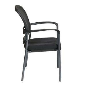 ProGrid® Mesh Back Deluxe Stscking Visitor’s Chair with FreeFlex® II Coal Padded Fabric Seat, Contoured Arms and Titanium EPD Finish Frame