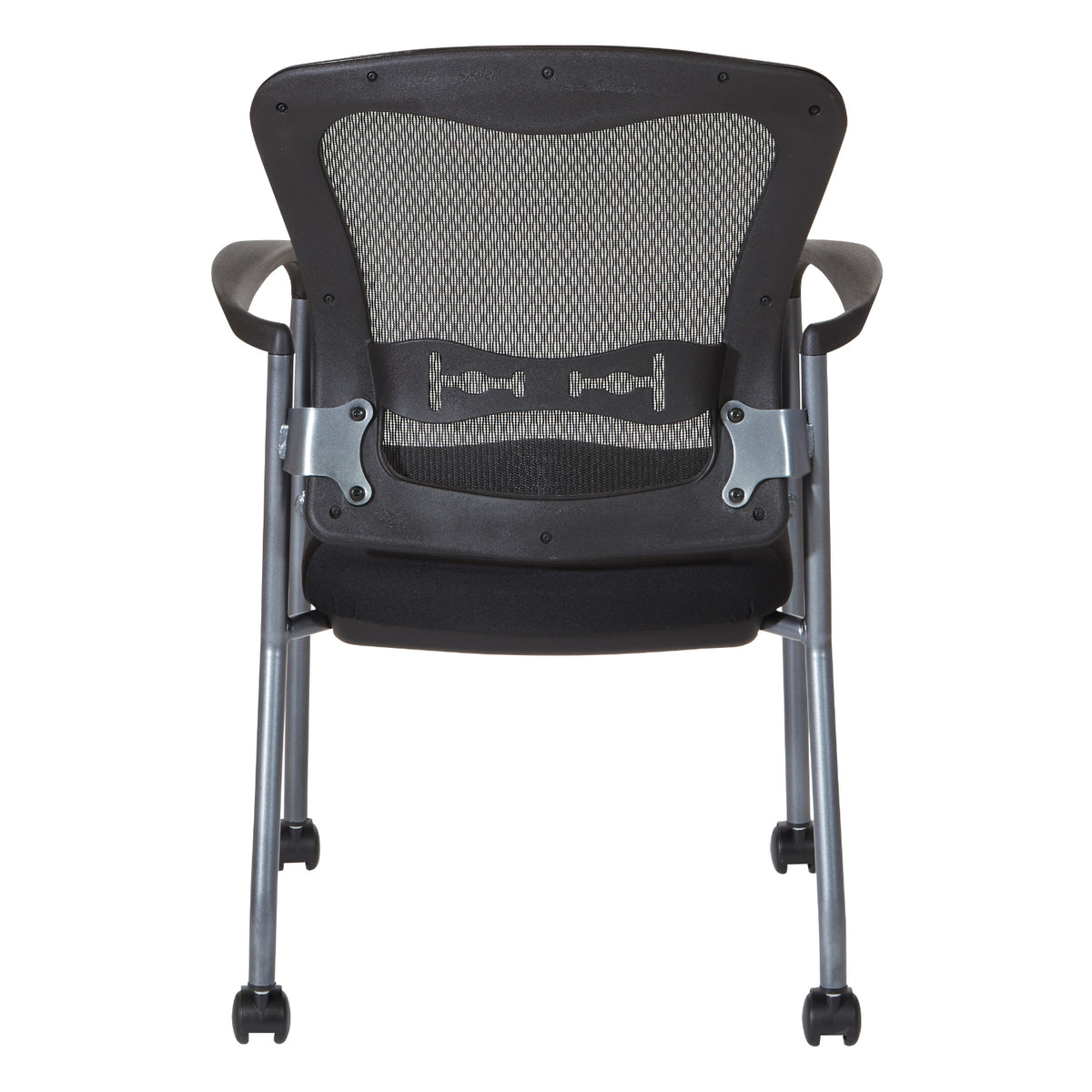 ProGrid® Mesh Back Deluxe Guest Chair with FreeFlex® II Coal  Padded Fabric Seat, Arms, Casters and Titanium EPD Finish Frame