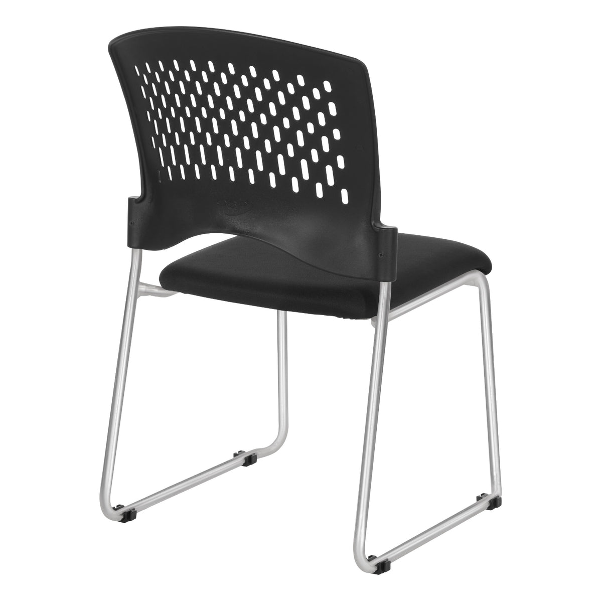 Stacking Chair with Ventilated Plastic Back and FreeFlex® II Coal Seat with Silver EPD Finish Sled Base, 4-Pack