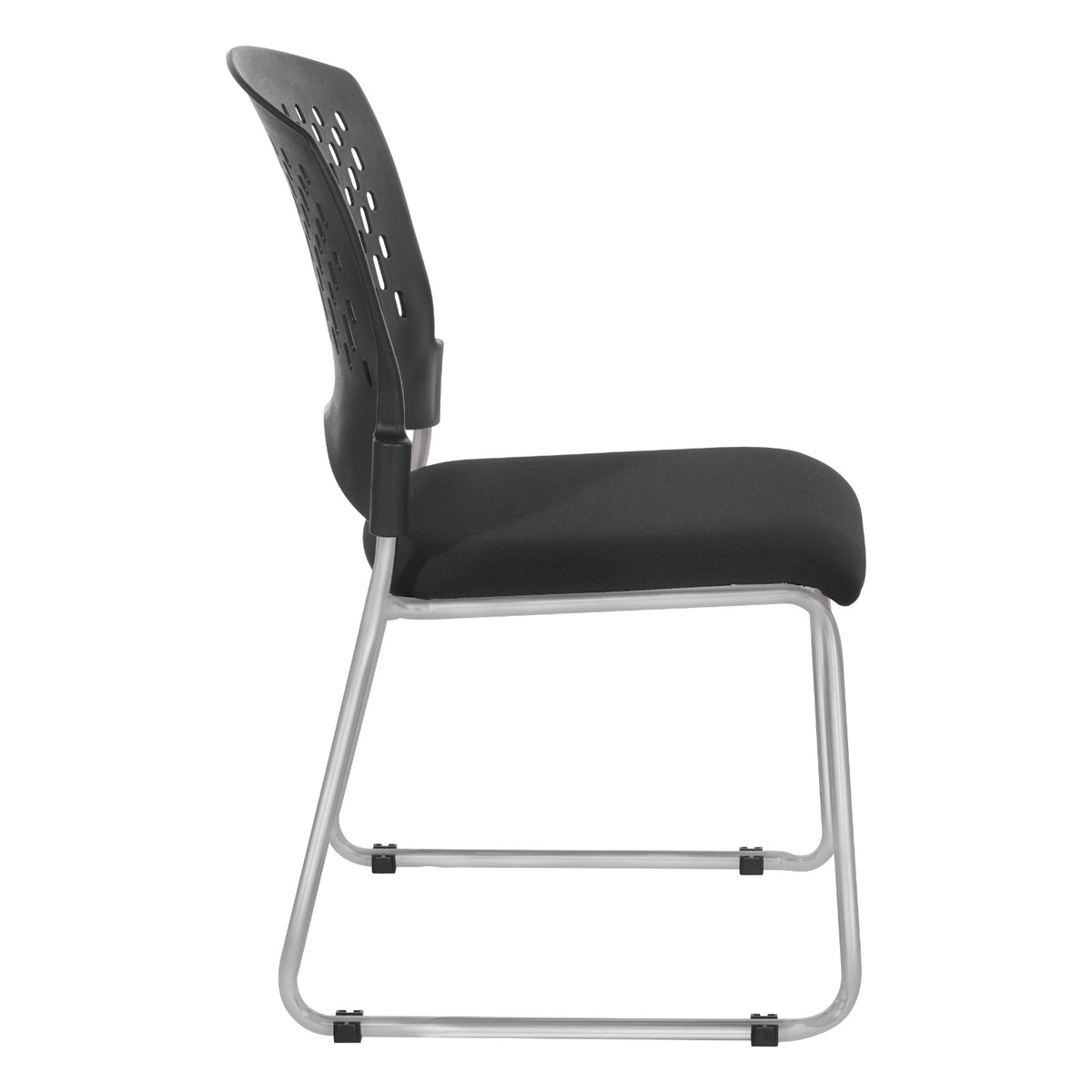 Stacking Chair with Ventilated Plastic Back and FreeFlex® II Coal Seat with Silver EPD Finish Sled Base, 20-Pack with Dolly