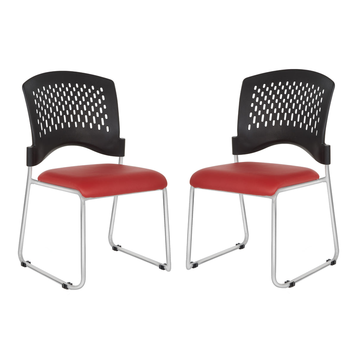 Stacking Chair with Ventilated Plastic Back and Silver Ion Technology Dillon Seat with Silver EPD Finish Sled Base, 2-Pack