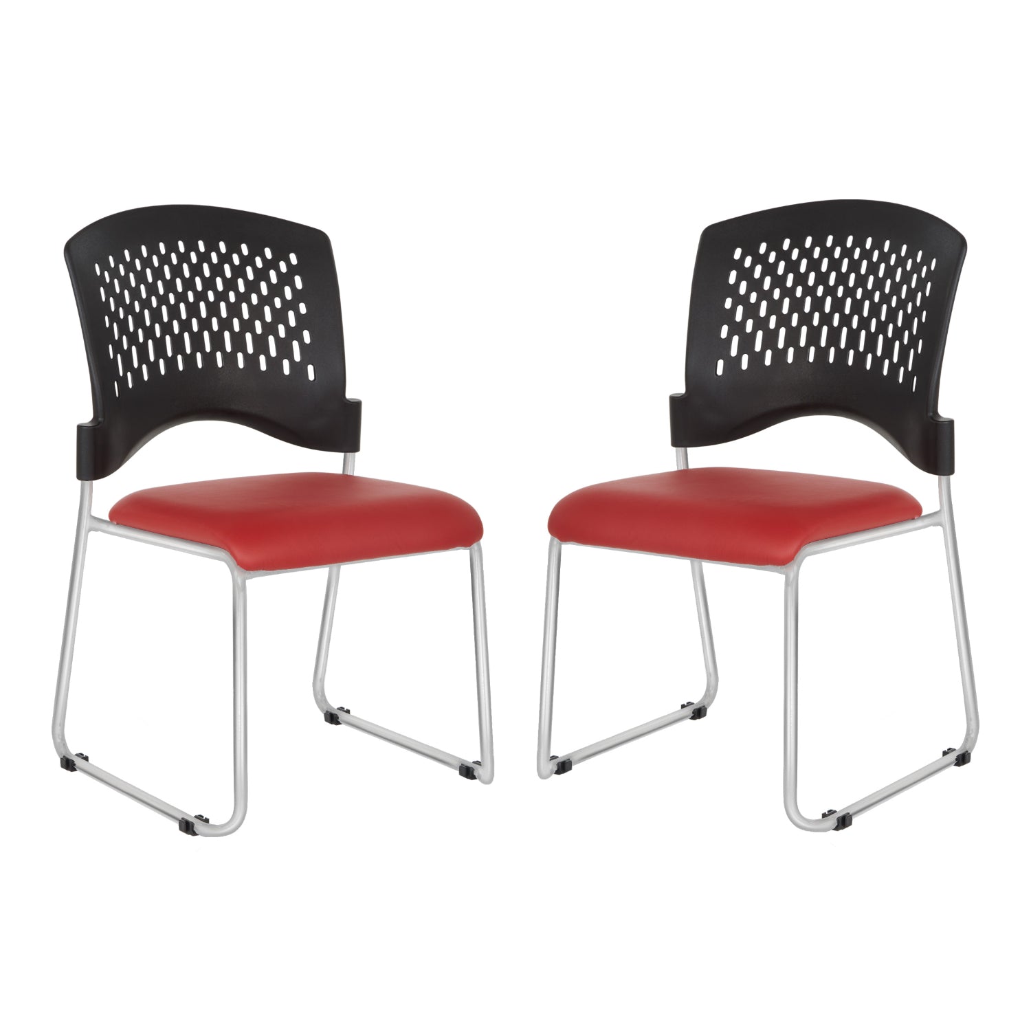 Stacking Chair with Ventilated Plastic Back and Silver Ion Technology Dillon Seat with Silver EPD Finish Sled Base, 2-Pack