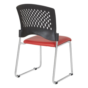 Stacking Chair with Ventilated Plastic Back and Silver Ion Technology Dillon Seat with Silver EPD Finish Sled Base, 4-Pack