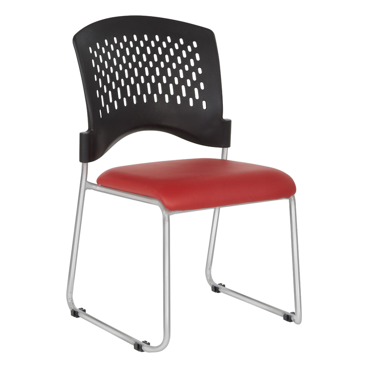 Stacking Chair with Ventilated Plastic Back and Silver Ion Technology Dillon Seat with Silver EPD Finish Sled Base, 4-Pack