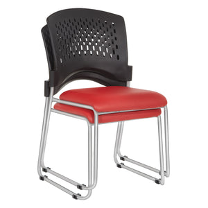 Stacking Chair with Ventilated Plastic Back and Silver Ion Technology Dillon Seat with Silver EPD Finish Sled Base, 4-Pack