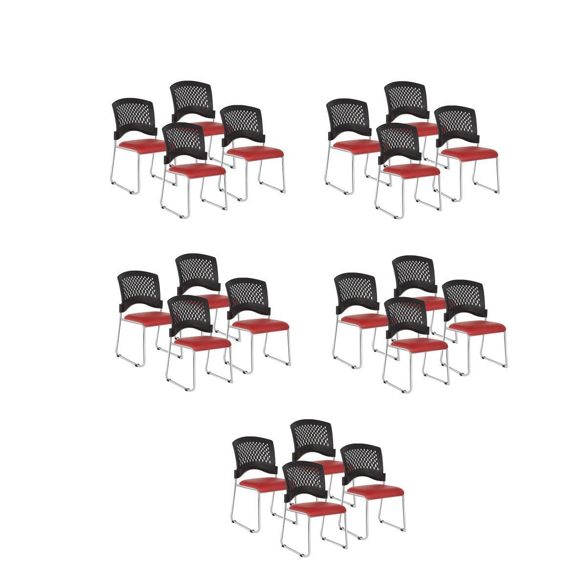 Stacking Chair with Ventilated Plastic Back and Silver Ion Technology Dillon Seat with Silver EPD Finish Sled Base, 20-Pack with Dolly