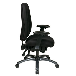 High-Back Ergonomic Chair with Titanium EPD Finish Base, Black Padded Fabric Seat