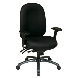 High-Back Ergonomic Chair with Titanium EPD Finish Base, Black Padded Fabric Seat