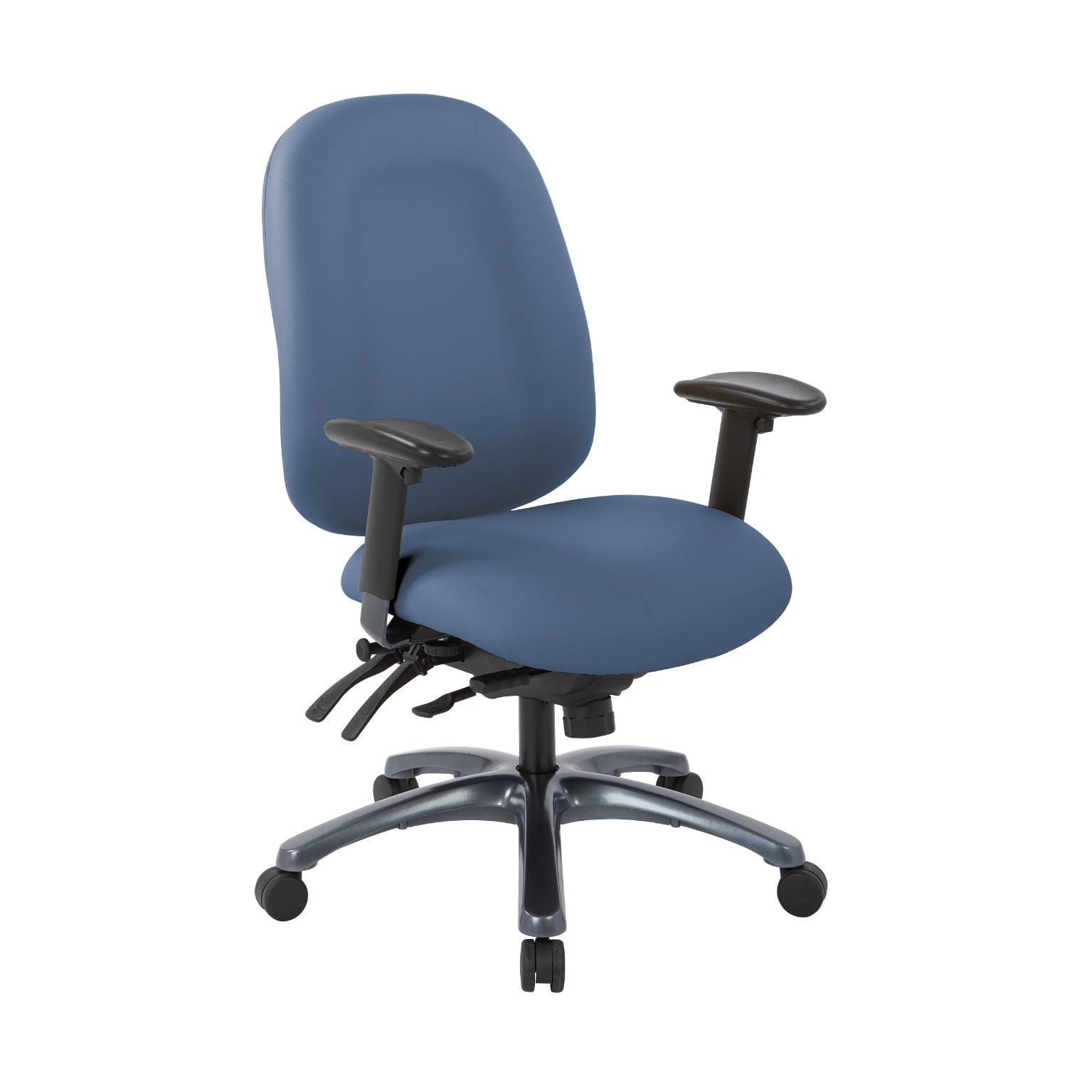 High-Back Ergonomic Chair with Titanium EPD Finish Base, Silver Ion Technology Dillon Padded Fabric Seat
