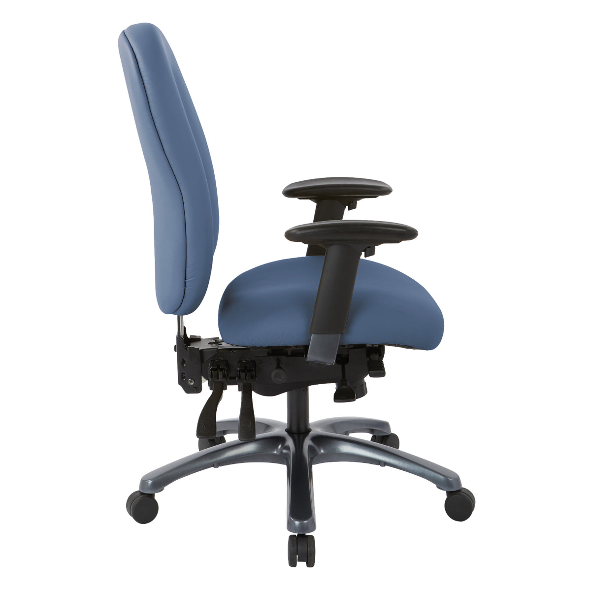 High-Back Ergonomic Chair with Titanium EPD Finish Base, Silver Ion Technology Dillon Padded Fabric Seat