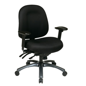 Mid-Back Ergonomic Chair with Titanium EPD Finish Base, Black Padded Fabric Seat