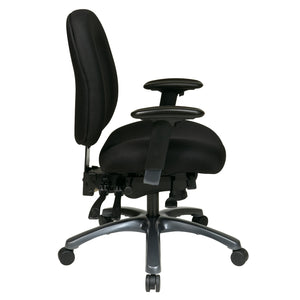 Mid-Back Ergonomic Chair with Titanium EPD Finish Base, Black Padded Fabric Seat