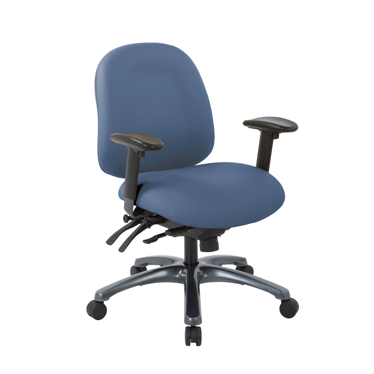 Mid-Back Ergonomic Chair with Titanium EPD Finish Base, Silver Ion Technology Dillon Padded Fabric Seat