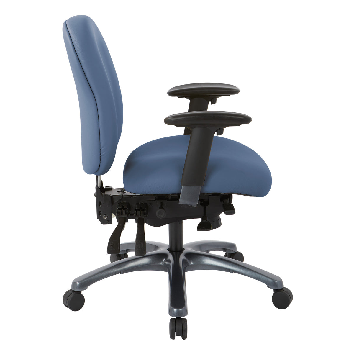 Mid-Back Ergonomic Chair with Titanium EPD Finish Base, Silver Ion Technology Dillon Padded Fabric Seat