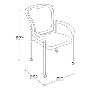 ProGrid® Mesh Back Deluxe Visitor’s Chair with FreeFlex® II Coal Padded Fabric Seat, Contoured Arms, Casters and Titanium EPD Finish Frame