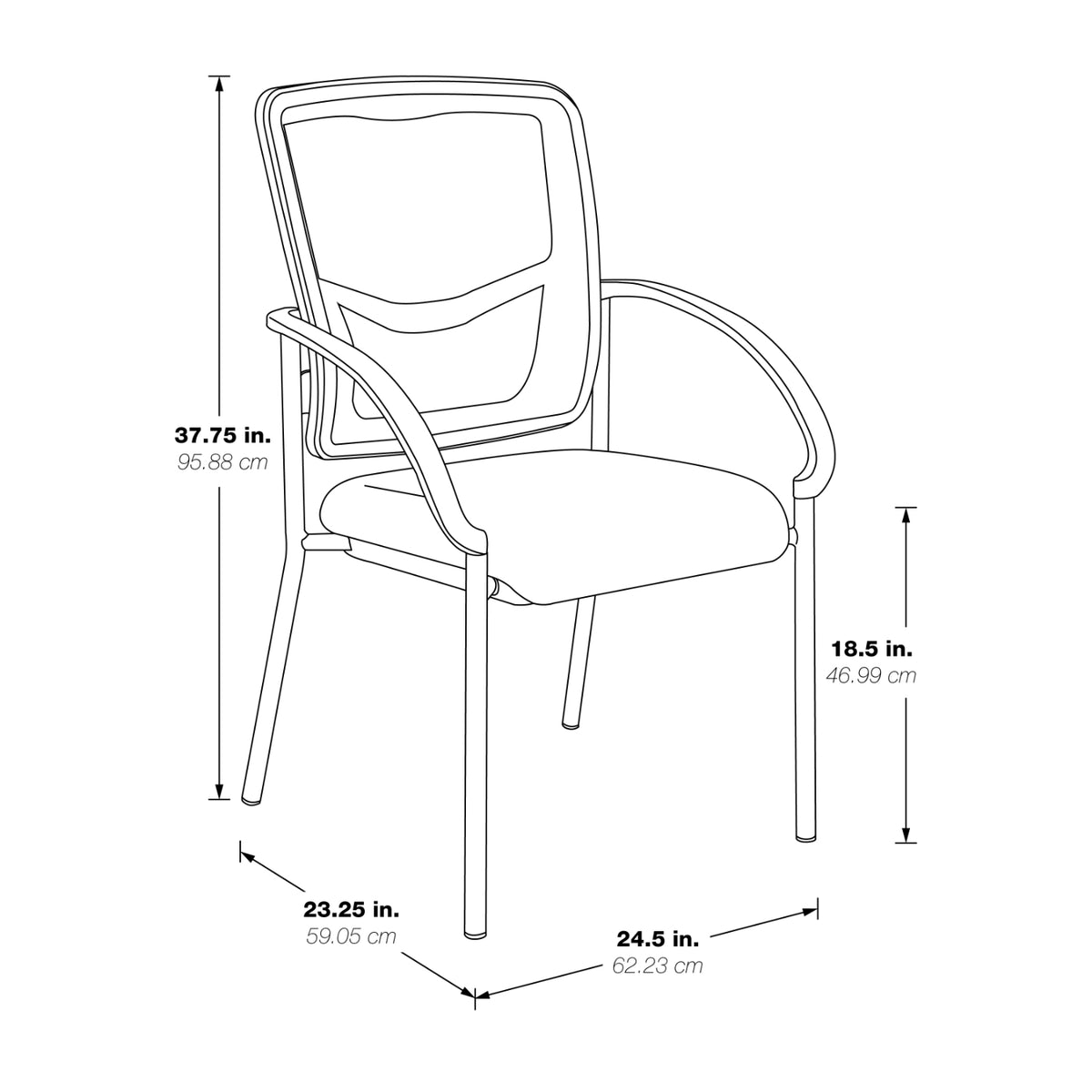 ProGrid® Mesh Back Stacking Visitor’s Chair with FreeFlex® II Coal Padded Fabric Seat, Contoured Arms and Titanium EPD Finish Frame