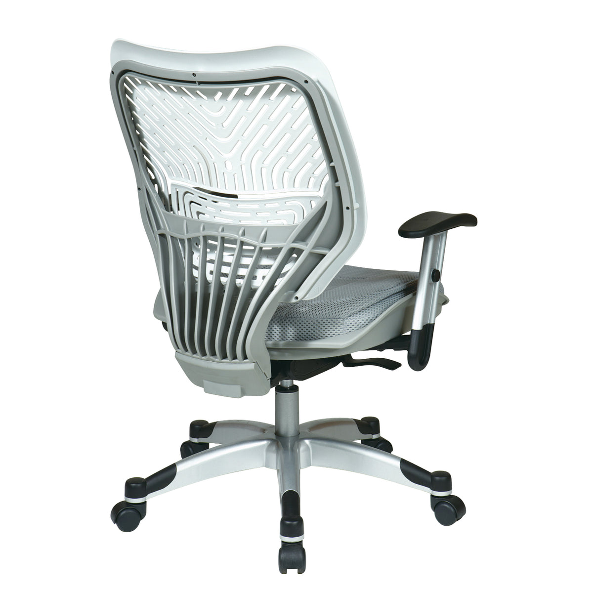 Self Adjusting Ice SpaceFlex® Back and Shadow Mesh Seat Manager’s Chair with Adjustable Arms and Platinum Finish Base