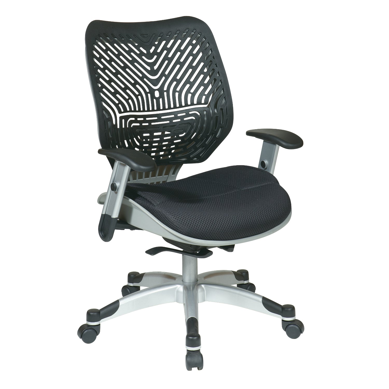Self Adjusting Raven SpaceFlex® Back and Raven Mesh Seat Manager’s Chair with Adjustable Arms and Platinum Finish Base