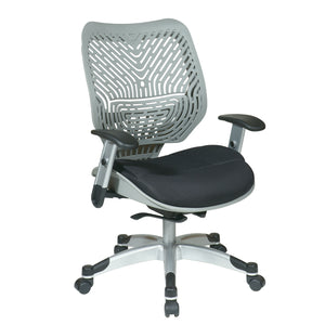 Self Adjusting FogSpaceFlex® Back and Raven Mesh Seat Manager’s Chair with Adjustable Arms and Platinum Finish Base
