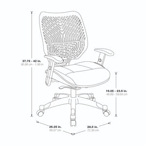 Self Adjusting Ice SpaceFlex® Back and Shadow Mesh Seat Manager’s Chair with Adjustable Arms and Platinum Finish Base