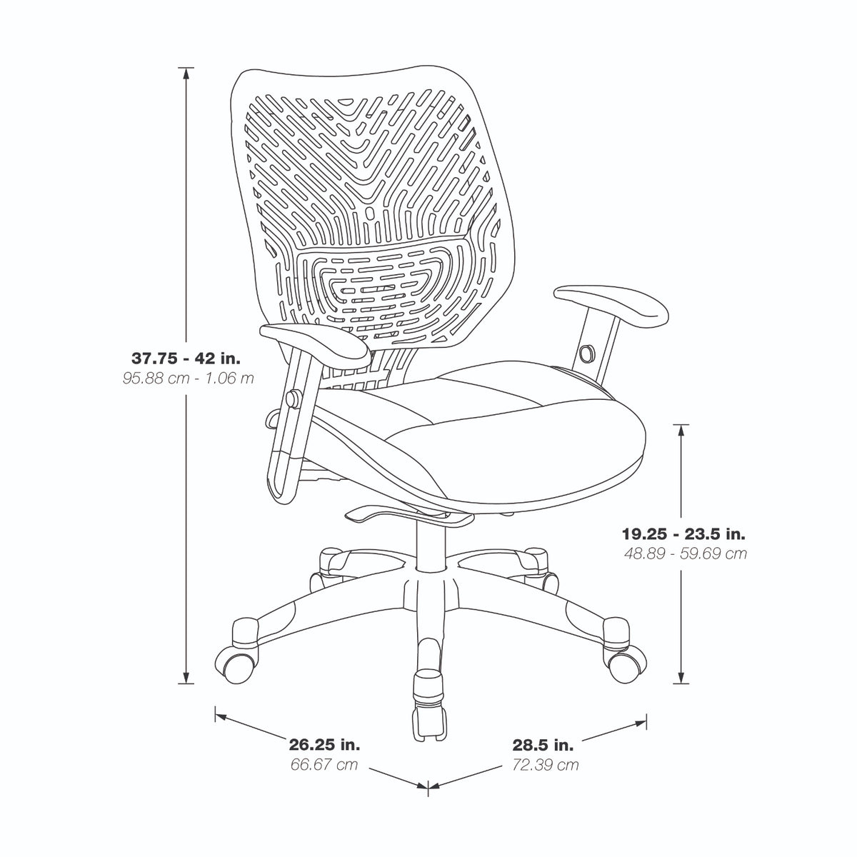 Self Adjusting Cosmo SpaceFlex® Back and Raven Mesh Seat Manager’s Chair with Adjustable Arms and Platinum Finish Base
