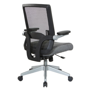 Breathable Mesh Back Manager's Chair with 4" Thick Padded Seat, Height Adjustable Lumbar Support, 3-Way Padded Cantilever Adjustable Flip Arms, Seat Slider and Silver Nylon Base
