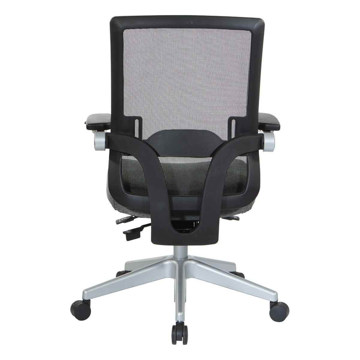 Breathable Mesh Back Manager's Chair with 4" Thick Padded Seat, Height Adjustable Lumbar Support, 3-Way Padded Cantilever Adjustable Flip Arms, Seat Slider and Silver Nylon Base