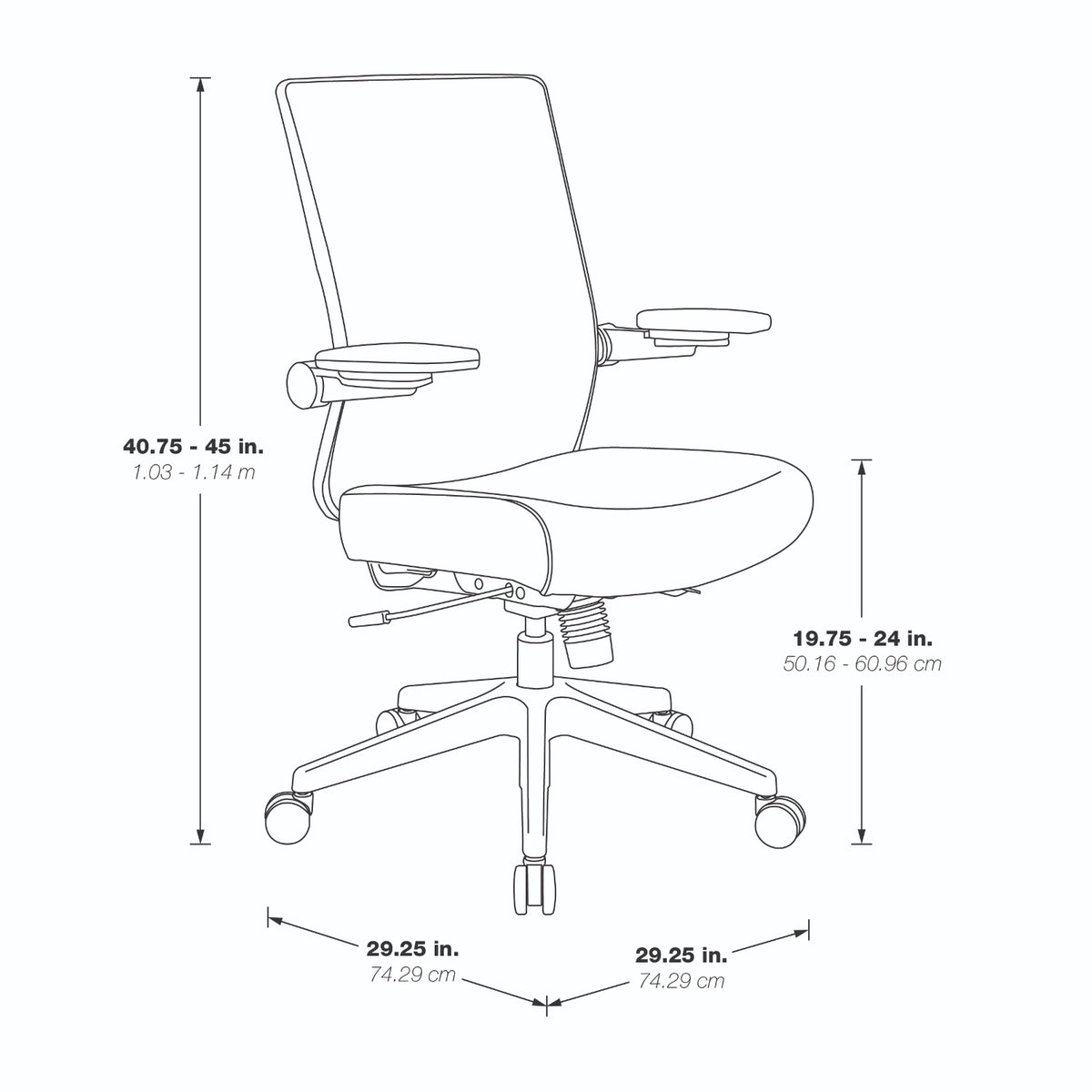 Breathable Mesh Back Manager's Chair with 4" Thick Padded Seat, Height Adjustable Lumbar Support, 3-Way Padded Cantilever Adjustable Flip Arms, Seat Slider and Silver Nylon Base