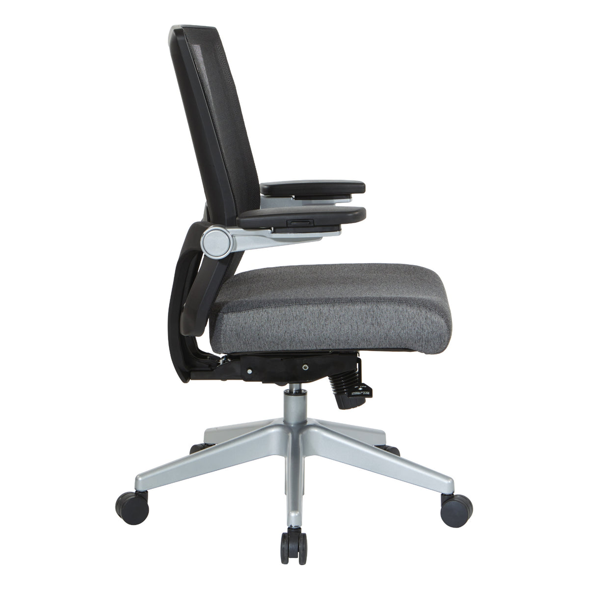 Breathable Mesh Back Manager's Chair with 4" Thick Padded Seat, Height Adjustable Lumbar Support, 3-Way Padded Cantilever Adjustable Flip Arms, Seat Slider and Silver Nylon Base