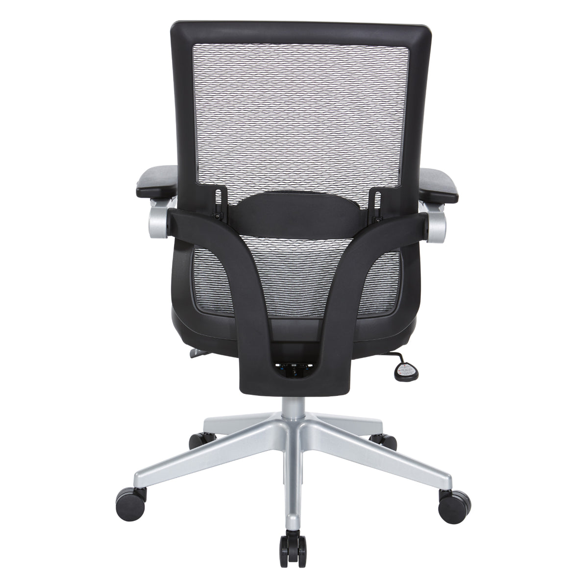 Breathable Mesh Back Manager's Chair with 4” Thick Bonded Leather Seat, Height Adjustable Lumbar Support, 3-Way PU Padded Cantilever Adjustable Flip Arms and Silver Nylon Base